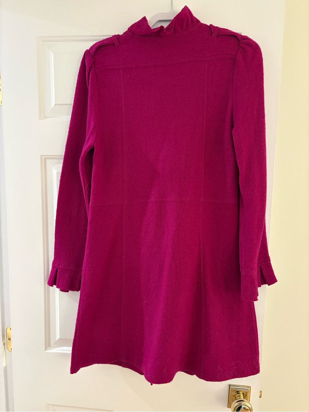 Luii Fuchsia Ruffled Button Front Coat - Picture 5 of 5